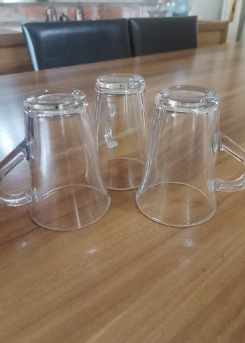 Şeffaf Cam Kulplu 3'lü Bardak Seti - Görsel 2