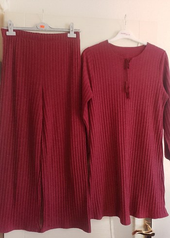 Bordo Uzun Triko Kadın takim - Görsel 3