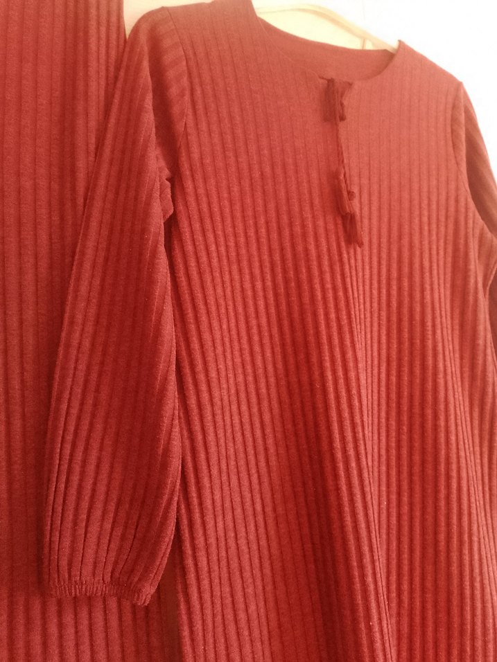 Bordo Uzun Triko Kadın takim - Görsel 2