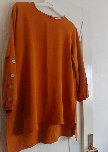 Kadın Kahverengi Keten Salaş Tunik - Görsel 4