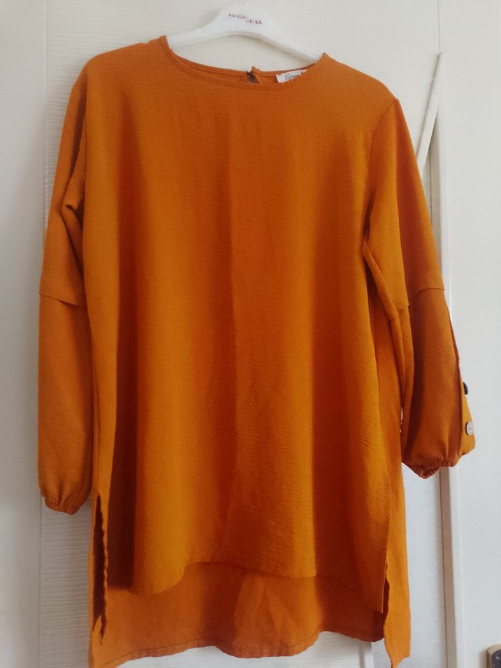 Kadın Kahverengi Keten Salaş Tunik - Görsel 2