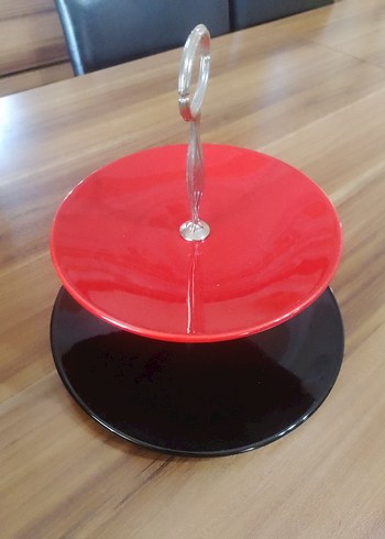 Kırmızı Siyah İki Katlı Servis Tabağı - Görsel 4