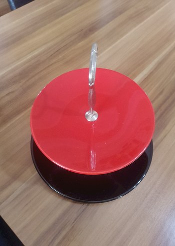 Kırmızı Siyah İki Katlı Servis Tabağı - Görsel 3