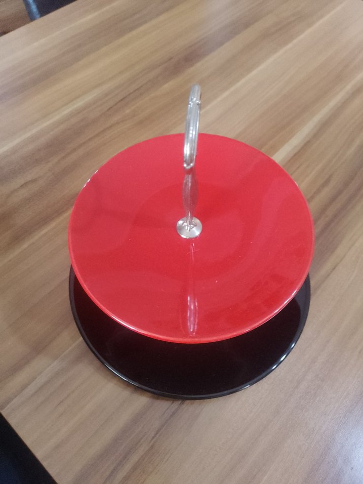 Kırmızı Siyah İki Katlı Servis Tabağı - Görsel 3