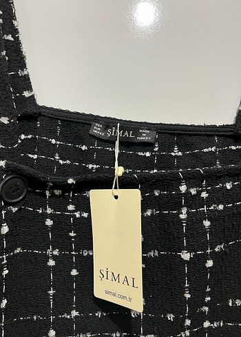 Kadın Siyah Kareli Midi Askılı Tulum - Görsel 3