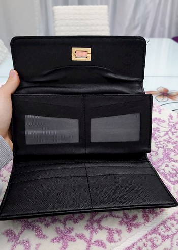 Deri Siyah Kadın Klasik Tokalı Cüzdan - Görsel 2