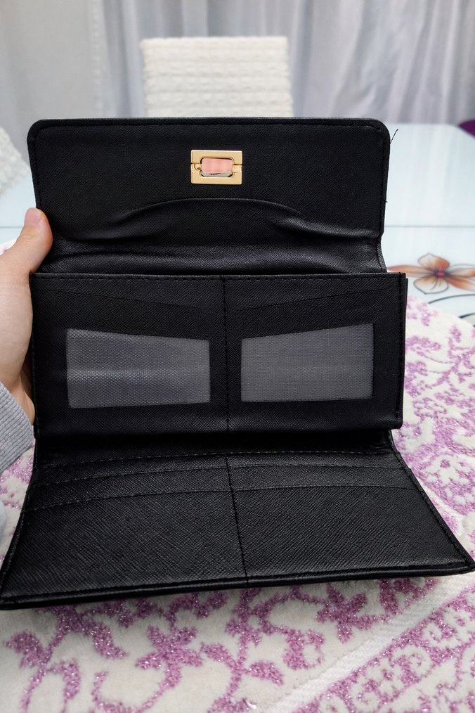 Deri Siyah Kadın Klasik Tokalı Cüzdan - Görsel 2