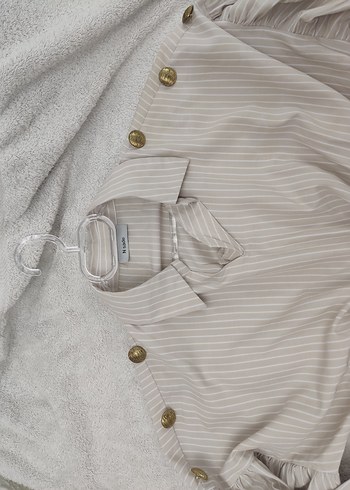 GÖMLEK YAKA ÇİZGİLİ TUNİK - Görsel 3