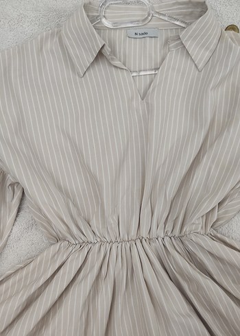 GÖMLEK YAKA ÇİZGİLİ TUNİK - Görsel 2