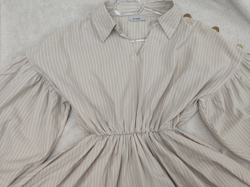 GÖMLEK YAKA ÇİZGİLİ TUNİK - Görsel 2