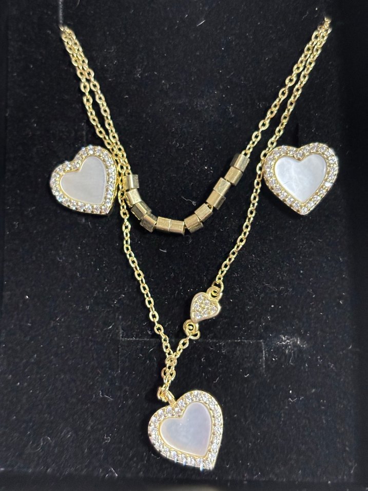 Altın Renk Mini Kalp Detaylı Kolye - Görsel 2