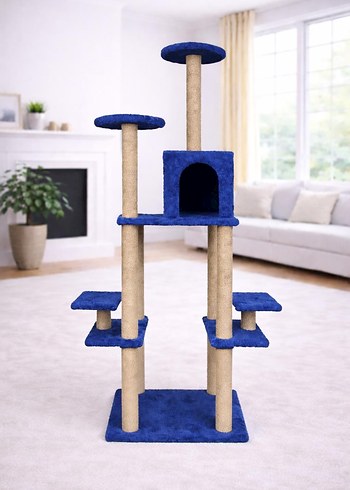 Kırmızı Çok Katlı Kedi Tırmalama ve Oyun Evi - Görsel 2