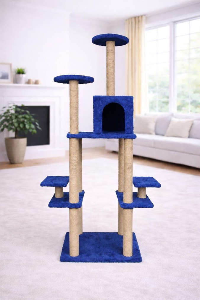 Kırmızı Çok Katlı Kedi Tırmalama ve Oyun Evi - Görsel 2