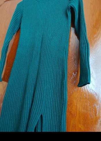 Uzun Kollu triko yeşil elbise - Görsel 2