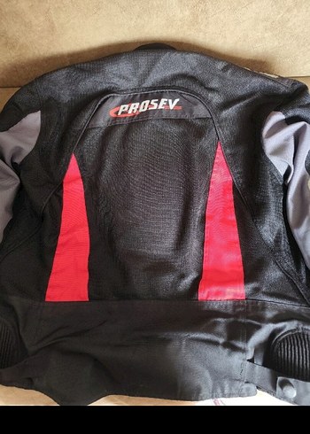 Fermuarlı Kırmızı Siyah motorcu montu - Görsel 3