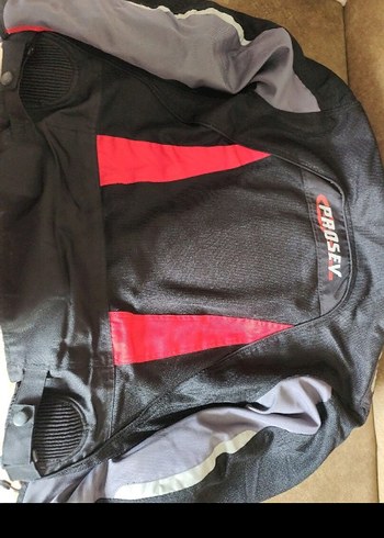 Fermuarlı Kırmızı Siyah motorcu montu - Görsel 4