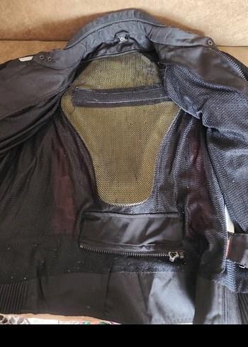 Fermuarlı Kırmızı Siyah motorcu montu - Görsel 2