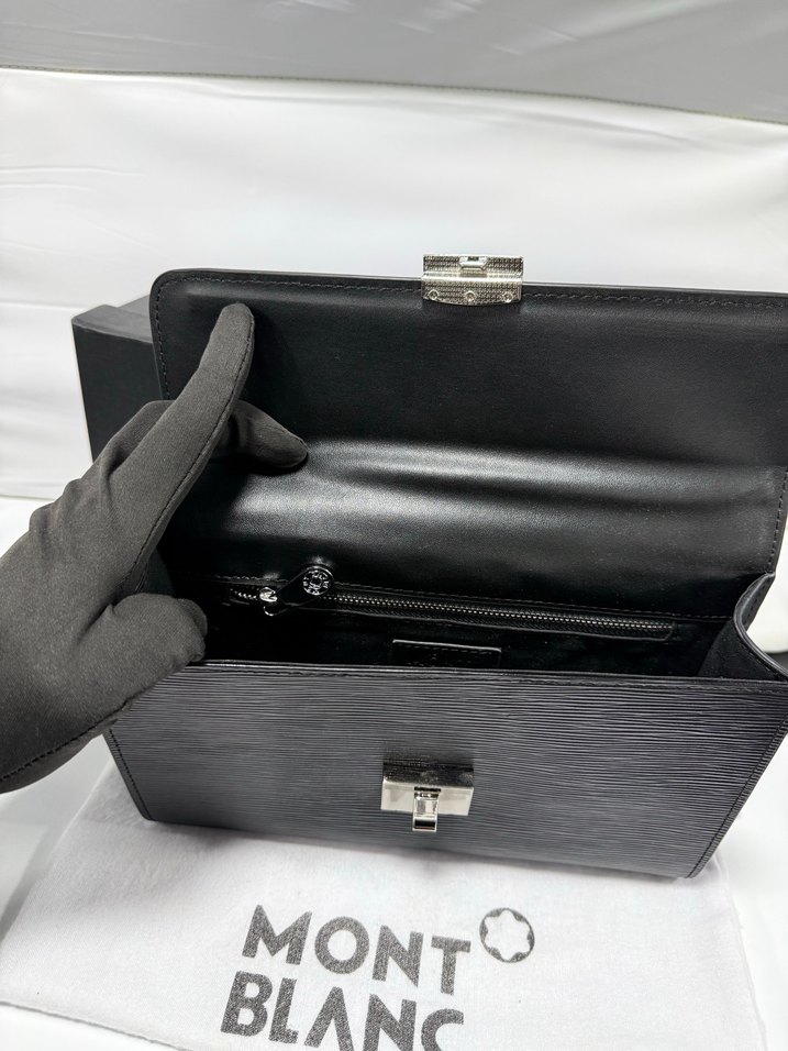 İthal Montblanc Siyah Deri Tokalı Portföy Çanta - Görsel 3