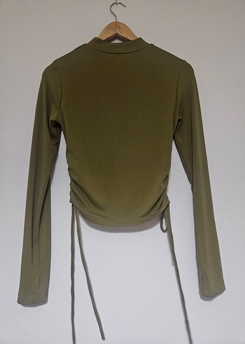 Kadın Haki Uzun Kollu Büzgülü Bluz - Görsel 2