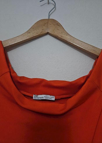 Kısa Kollu Turuncu Midi Elbise - Görsel 3