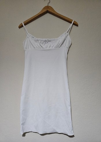 Beyaz İnce Askılı Midi Elbise - Görsel 2