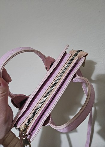 Pembe Deri Yılan Desenli Kadın Çanta - Görsel 2