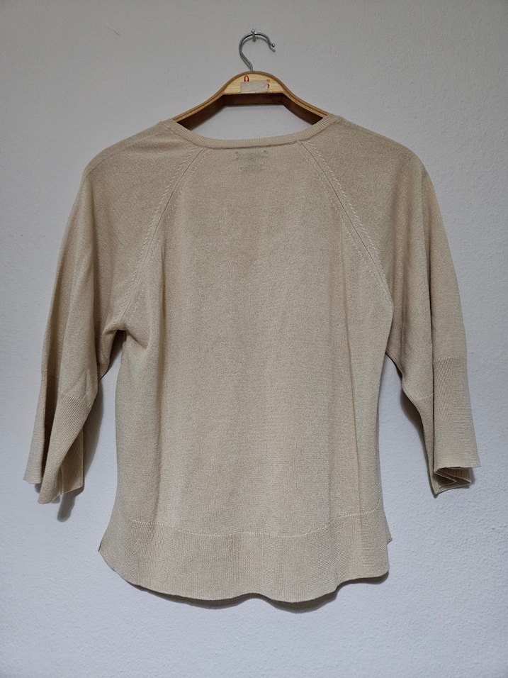 Bej V Yakalı Kadın Triko - Görsel 3