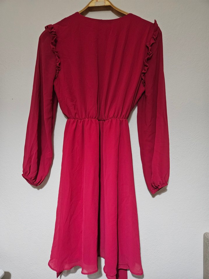 Fuşya Uzun Kollu Kadın Elbise - Görsel 3