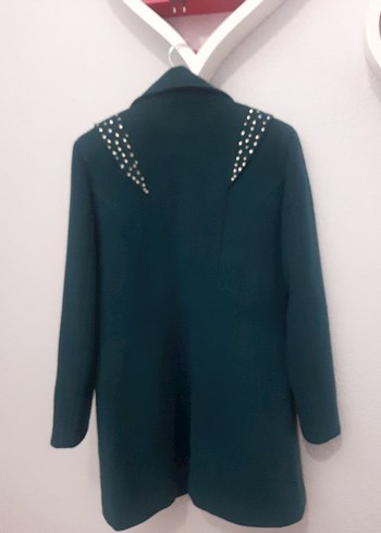 Düğmeli Vintage Yesil Kadın Kaban - Görsel 2