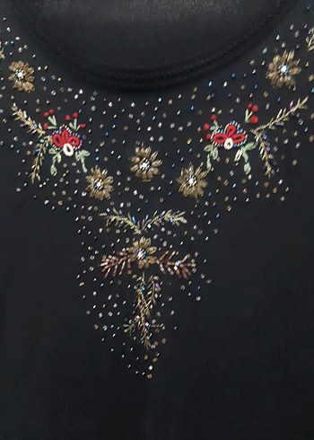 Boncuk İşlemeli Siyah icli dısli triko - Görsel 3