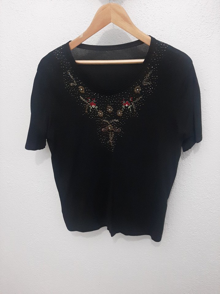 Boncuk İşlemeli Siyah icli dısli triko - Görsel 2