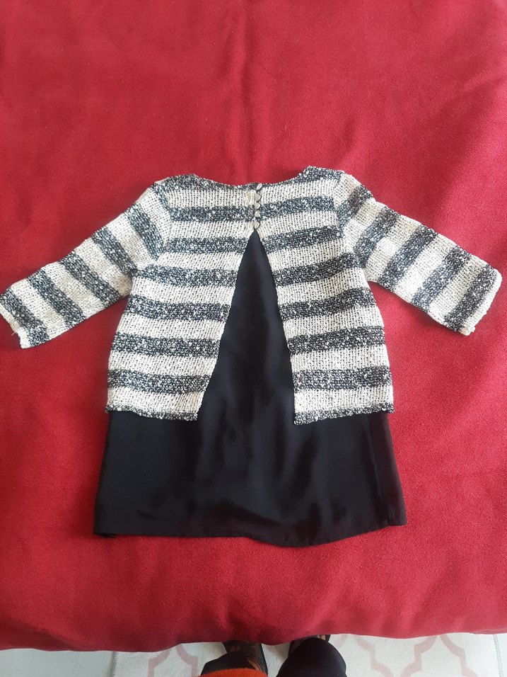 siyah Zebra Desenli Triko Kazak - Görsel 2