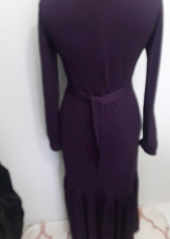 Mor Uzun Kollu Kadın Elbise - Görsel 3