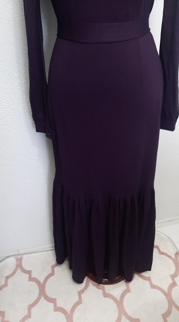 Mor Uzun Kollu Kadın Elbise - Görsel 2