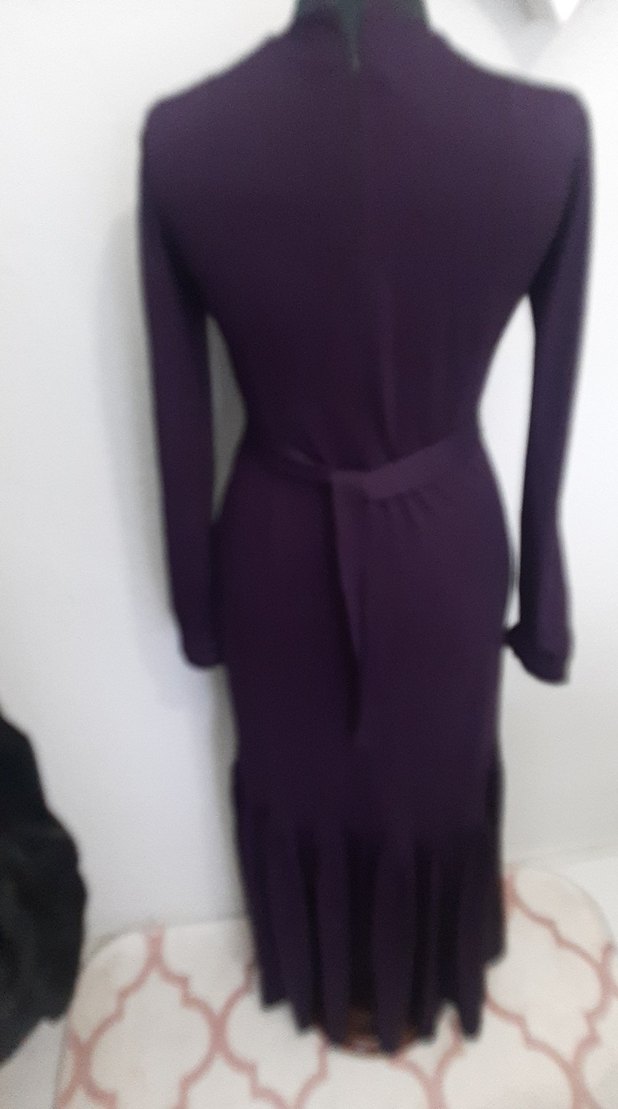 Mor Uzun Kollu Kadın Elbise - Görsel 3