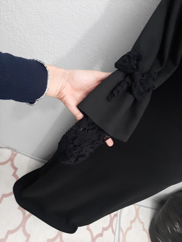 Klasik Siyah Uzun Kollu Gotik Elbise - Görsel 4