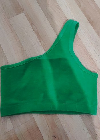 Yeşil Tek Omuzlu Spor Crop Top - Görsel 2