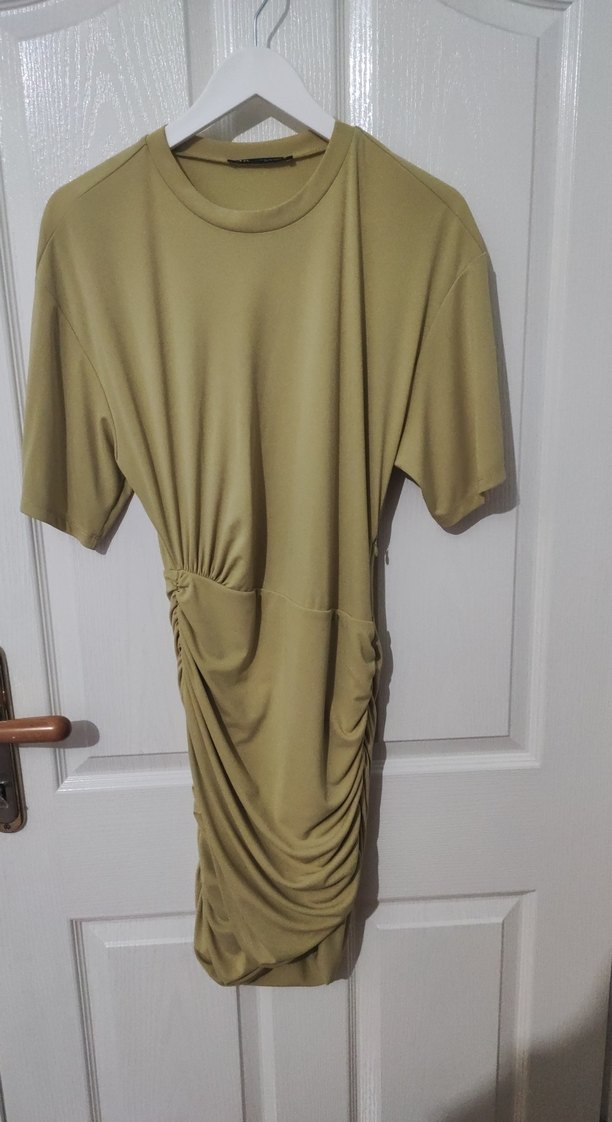 Hardal Mini Drapeli Kadın Elbise - Görsel 2