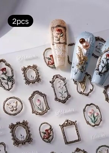 VINTAGE ÇERÇEVE TIRNAK STICKERI - Görsel 3