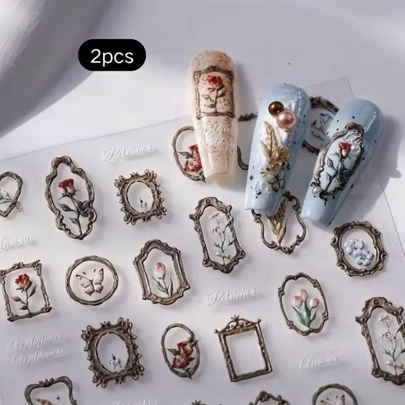 VINTAGE ÇERÇEVE TIRNAK STICKERI - Görsel 3