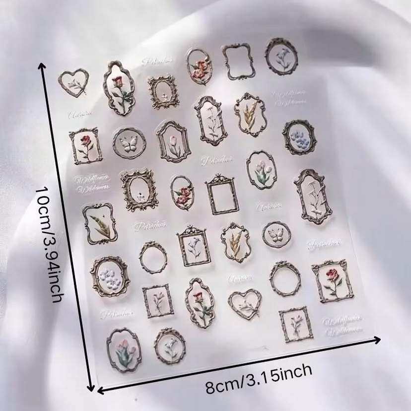 VINTAGE ÇERÇEVE TIRNAK STICKERI - Görsel 2