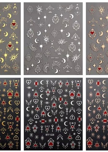 Gümüş Yıldızlar ve Ay Tırnak Stickerı - Görsel 2