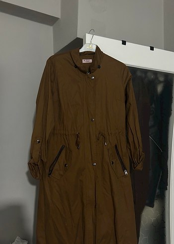 Kadın Parlak Kahverengi Uzun Trençkot - Görsel 2