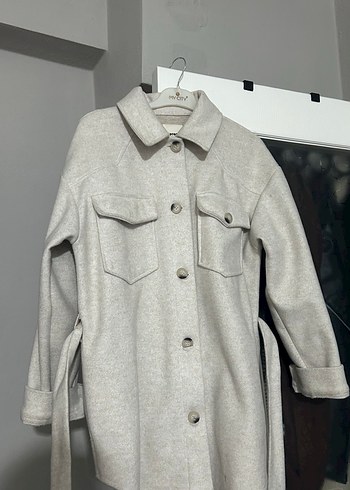 Düğmeli Gri Midi Kadın Kaban - Görsel 2