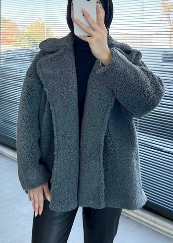 Gri Suni Kürklü Kadın Kışlık Ceket - Görsel 2