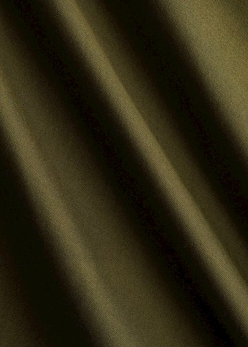 Drapeli Kadın Uzun Saten Etek - Haki - Görsel 2