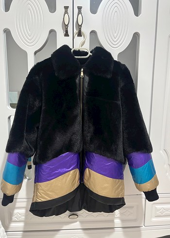 Kadın Kürklü Renkli Kısa Kışlık Mont - Görsel 2