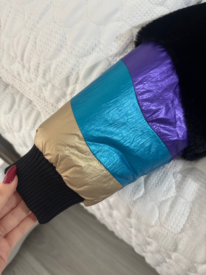 Kadın Kürklü Renkli Kısa Kışlık Mont - Görsel 5