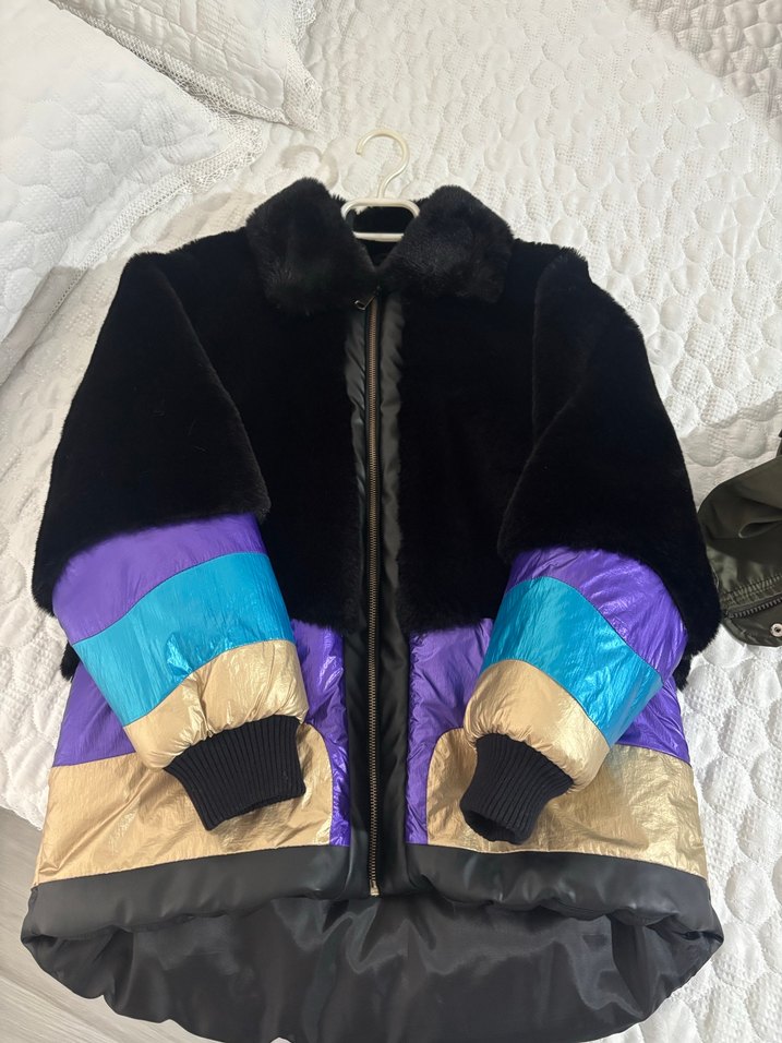Kadın Kürklü Renkli Kısa Kışlık Mont - Görsel 4