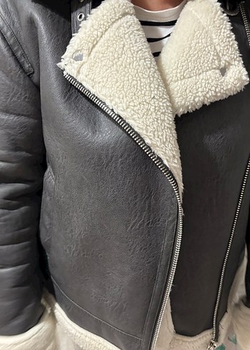 Gri Kürklü Deri Kadın Ceket - Görsel 4